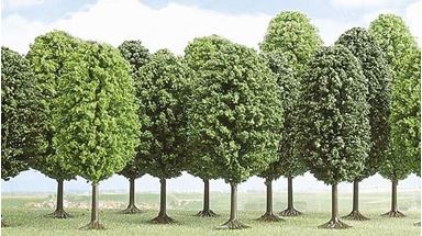BUSCH 6486 — Лиственные деревья (12 шт, ~70—125 мм), 1:72—1:120