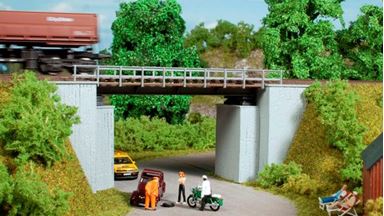 AUHAGEN 11428 — Железнодорожный однопутный мост с опорами, 1:87