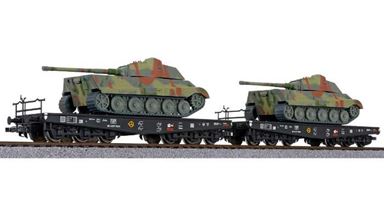 LILIPUT 230145 — Фитинговые платформы с танками «Королевский тигр» (2 шт.), H0, II, DR