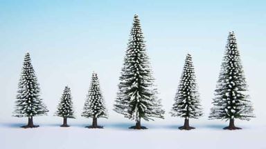 NOCH 26828 — Ели в снегу (25 деревьев) ~50—140 мм, 1:87–1:120