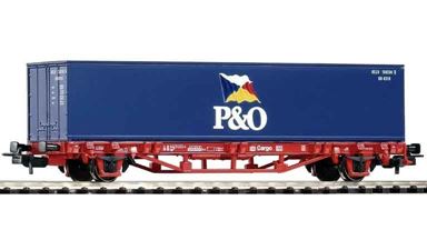 PIKO 57706 — Фитинговая платформа Lgs579 груженная 40" контейнером «P&O», H0, V, DB Cargo