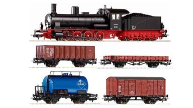 PIKO 57550-4fc — Грузовой поезд (паровоз BR 55 и 4 вагона), H0, III, DB