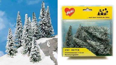 HEKI 2161 — Ели в снегу (8 деревьев ~70—120 мм), 1:72—1:200, сделано в Германии