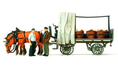 PREISER 30449 — Конная повозка с овощами (4 фигурки и аксессуары), 1:87