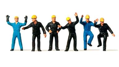 PREISER 14105 — Железнодорожные маневровые рабочие (6 фигурок), 1:87