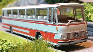 BREKINA 56055 — Междугородний автобус Setra® S 150 H (серый с красным), 1:87, 1970