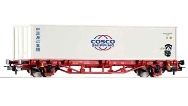 PIKO 27749 — Фитинговая платформа Lgs груженная 40" контейнером «Cosco», H0, VI, DB AG