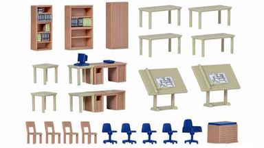 KIBRI 38655 — Набор мебели и оборудования технического офиса, 1:87