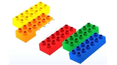 HUBELINO 403803 — 5 кубиков 6 × 2 пин различных цветов совместимых LEGO Duplo®