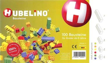 HUBELINO 400291 — 100 штук различных разноцветных блоков, совместимых LEGO Duplo®