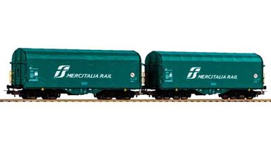 PIKO 58256 — Платформы крытые брезентом Shimmns «MERCITALIA RAIL» (2 вагона), H0, VI, FS