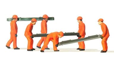 PREISER 14036 — Путевые рабочие со шпалами (6 фигурок), 1:87
