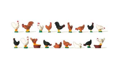 PREISER 14168 — Куры и петушки (18 фигурок), 1:87