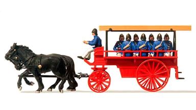 PREISER 30427 — Конная пожарная повозка (7 фигурок и аксессуары), 1:87, 1900