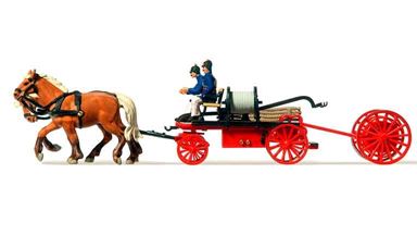 PREISER 30425 — Конная пожарная повозка с насосом (4 фигурки и аксессуары), 1:87, 1900