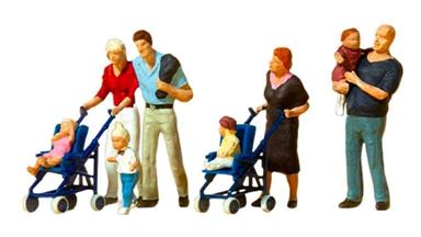 PREISER 10494 — Родители с детьми и колясками (фигурки и принадлежности), 1:87