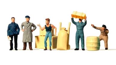 PREISER 14147 — На товарном складе (набор фигурок и принадлежности), 1:87