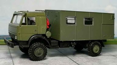 RUSAM-KABAZ-4350-03-000 — Автомобиль КабАЗ с будкой (2 моста, спальник), 1:87, 1979, СССР