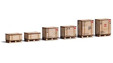 BUSCH 1811 — Поддоны с деревянными ящиками (6 шт.), 1:72—1:100